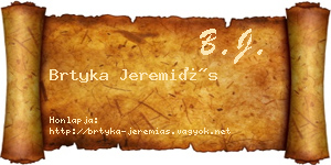Brtyka Jeremiás névjegykártya